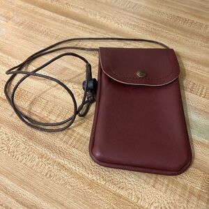 Burgundy Leather Crossbody cell phone Bag